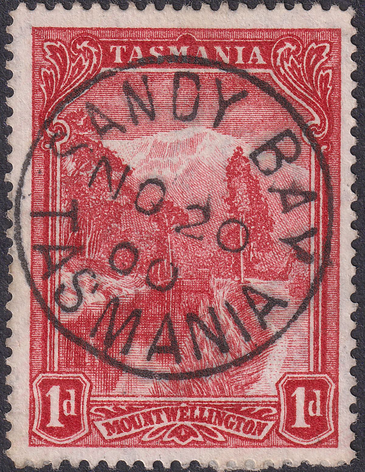 Tasmania 1900 QV wmk TAS Mount Wellington 1d Used with SANDY BAY Postmark