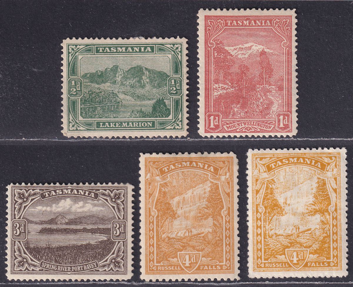 Tasmania 1902-12 KEVII Pictorials Selection to 4d Mint