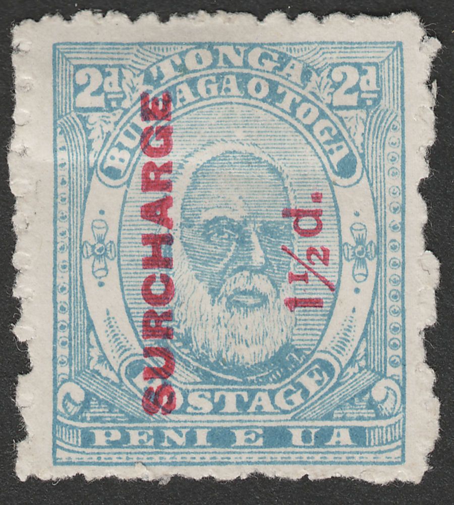 Tonga 1895 King George 1½d on 2d Surcharge p12x11 Mint SG26b