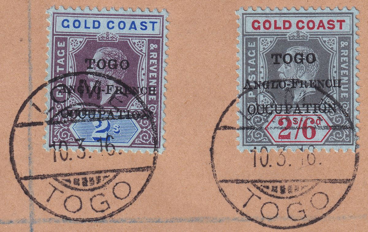 Togo 1916 KGV 2sh6d, 2sh Overprints Used Registered Cover LOME to UK w Censor