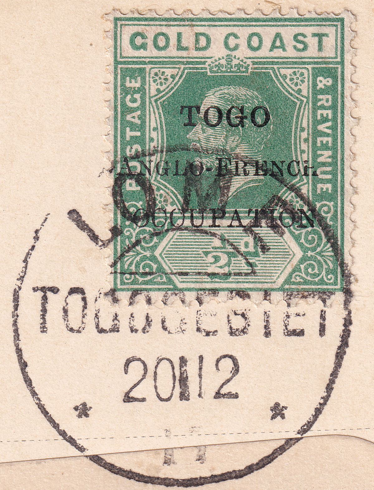 Togo 1915? KGV ½d Opt Used on Picture Postcard LOME to UK Censor Mark