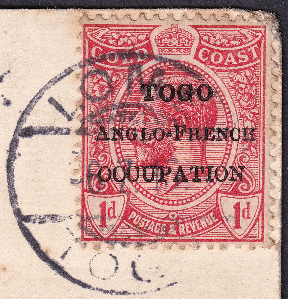 Togo 1916 KGV 1d Opt Used on Picture Postcard LOME to UK Censor Mark