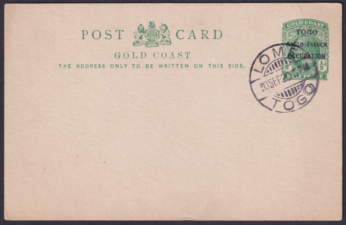 Togo 1920 KGV ½d Overprint Postal Stationery Postcard CTO Used w LOME Postmark