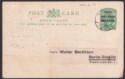 Togo 1917 KGV ½d Opt Post Stat Postcard Used LOME to Berlin, Germany