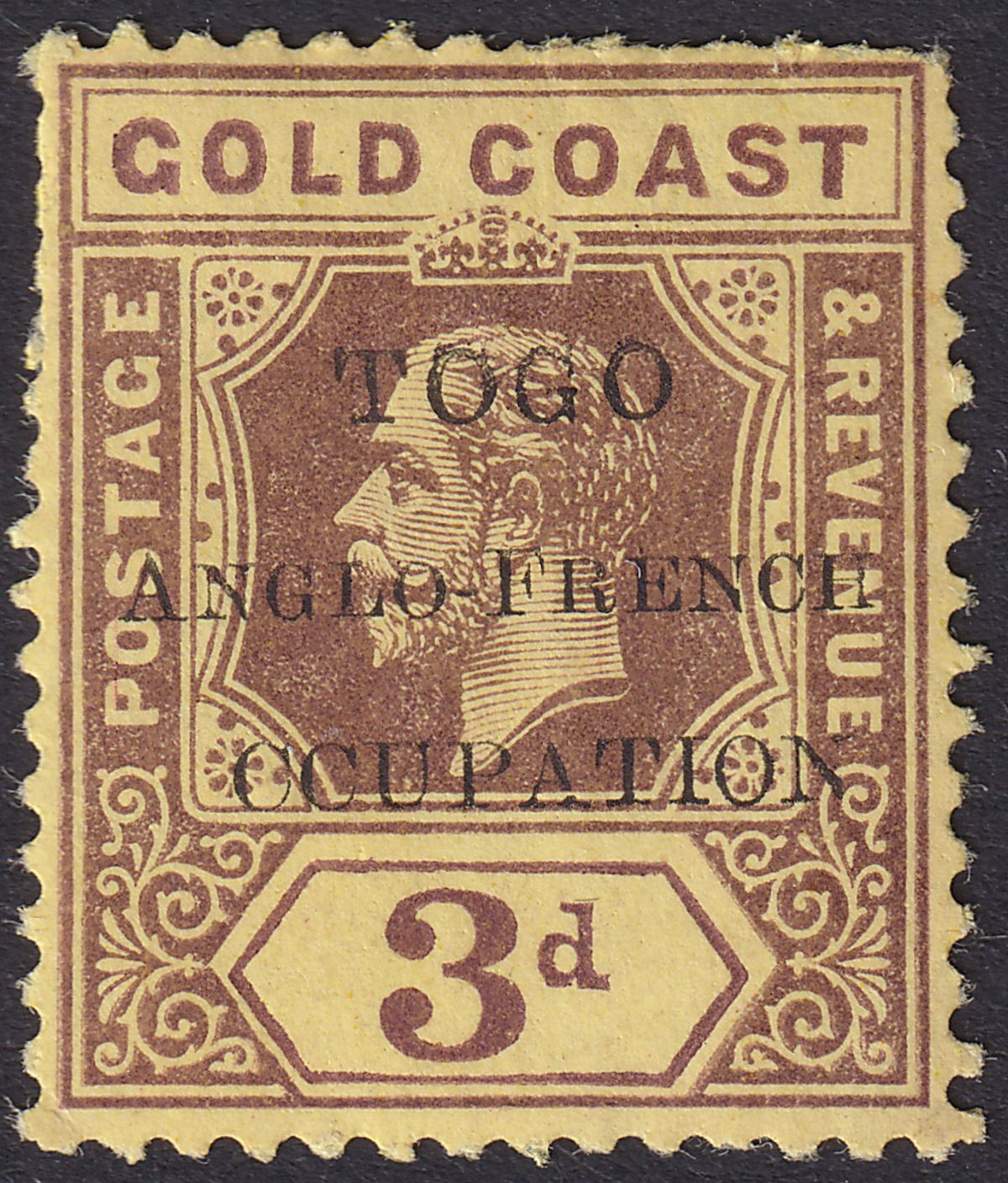 Togo 1915 KGV Accra Opt Gold Coast 3d CCUPATION Var Mint SG H38f c£250 perf flts