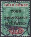 Click for more photos and details Togo 1920 KGV London Opt Gold Coast 10sh Green + Red on Grn Used SG H57 cat £70