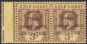 Togo 1915 KGV Accra Opt Gold Coast 3d Small F Variety Pair Mint SG H38a