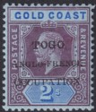Click for more photos and details Togo 1915 KGV Accra Opt Gold Coast 2sh Small F Variety Mint SG H42a cat £50