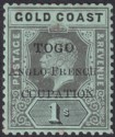 Click for more photos and details Togo 1915 KGV Accra Opt Gold Coast 1sh CCUPATION Variety Mint SG H41f c£200 FLT