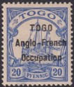 Click for more photos and details Togo 1914 KGV German Yacht 20pf Ultramarine Mint SG H4 cat £48 wide THINNED