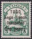 Click for more photos and details Togo 1914 KGV German Yacht 1d on 5pf Green w Thin y Variety Mint SG H28b cat £15