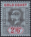 Click for more photos and details Togo 1915 KGV Accra Opt Gold Coast 2sh6d Black + Red on Blue Mint SG H43 cat £25