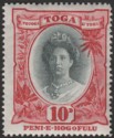 Tonga 1922 Queen Salote 10d Black and Lake variety Small Second O Mint SG62b