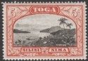 Tonga 1943 KGVI Harbour 5sh Black and Brown-Red Mint SG82