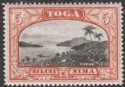 Click for more photos and details Tonga 1943 KGVI Harbour 5sh Black and Brown-Red Mint SG82