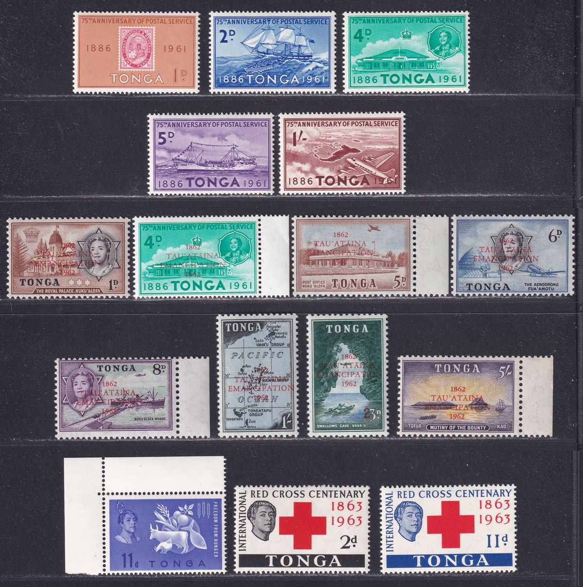 Tonga 1961-63 Queen Salote Selection Mint - Postal Anniv / Hunger / Red Cross