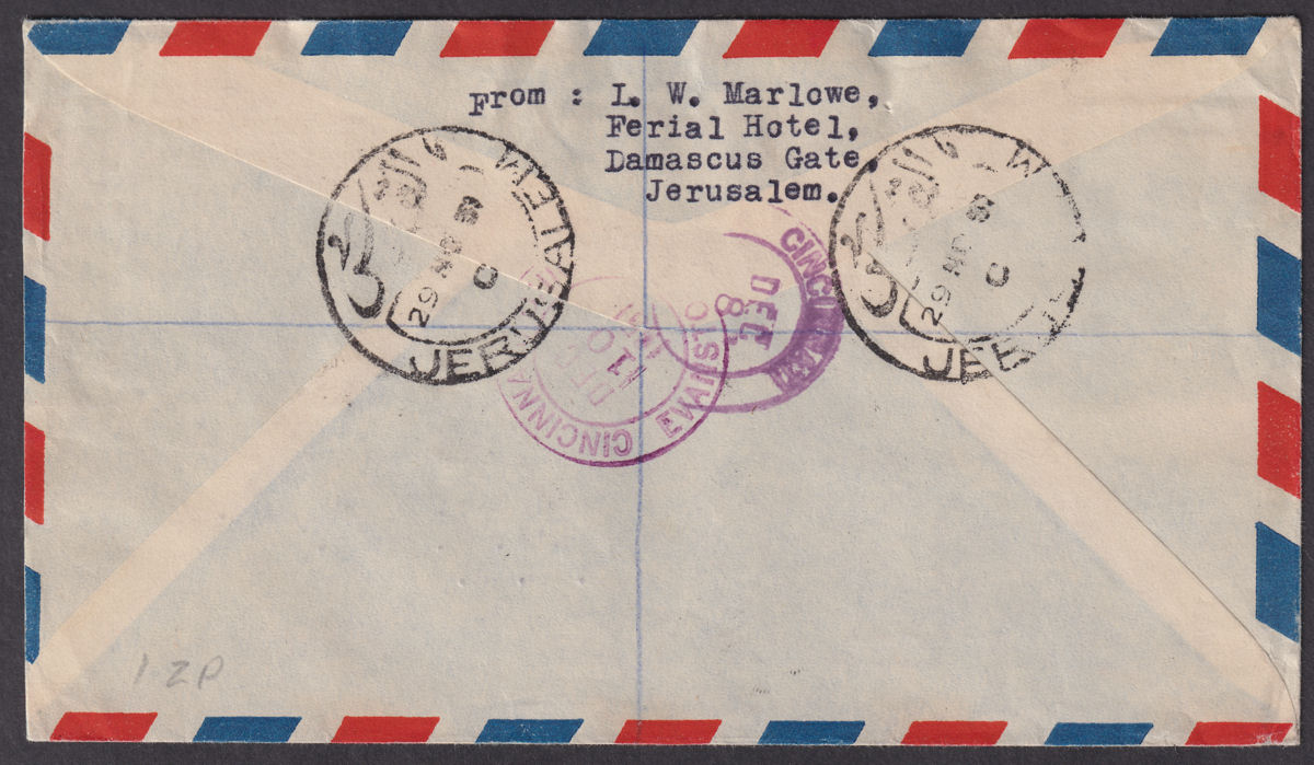 Jordan Occupation Palestine 1951 Opt Inverted Tax 10m+Others Used Cover SG PT39a