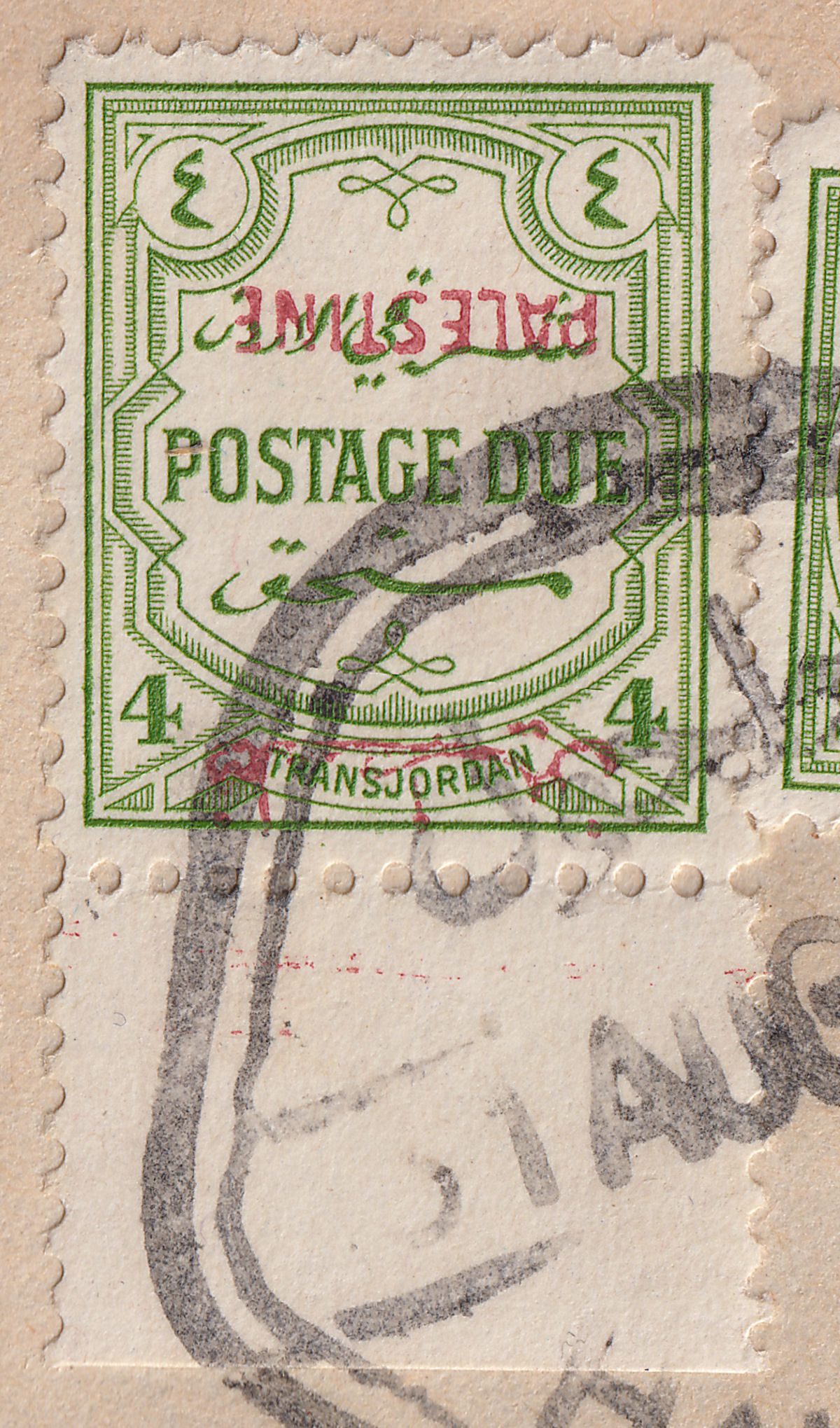 Jordan Occupation Palestine 1953 6f +Postage Due Opt Inv 4m Used Cover SG PD27a