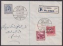 Click for more photos and details Jordan 1956 Opt Double Tax 10f, Opt Tax 5f, 15m Used Registered Cover SG409c
