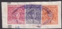 Click for more photos and details Jordan 1963 Revenue King Hussein 50f, 10f, 5f Used on Piece