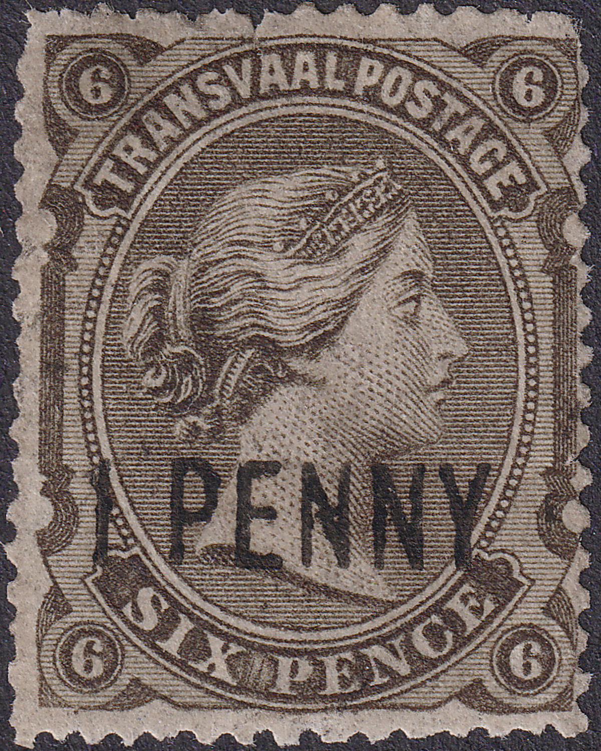 Transvaal 1879 Queen Victoria 1d Surcharge on 6d Mint SG145 cat £70 FAULTS