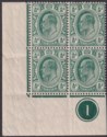 Click for more photos and details Transvaal 1908 King Edward VII ½d Deep Green Plate 1 Block of 4 Mint SG273a