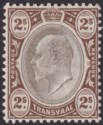 Click for more photos and details Transvaal 1902 KEVII 2sh Black and Brown Mint SG252 cat £75