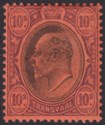 Click for more photos and details Transvaal 1902 KEVII 10sh Black and Purple on Red Mint SG255 cat £90