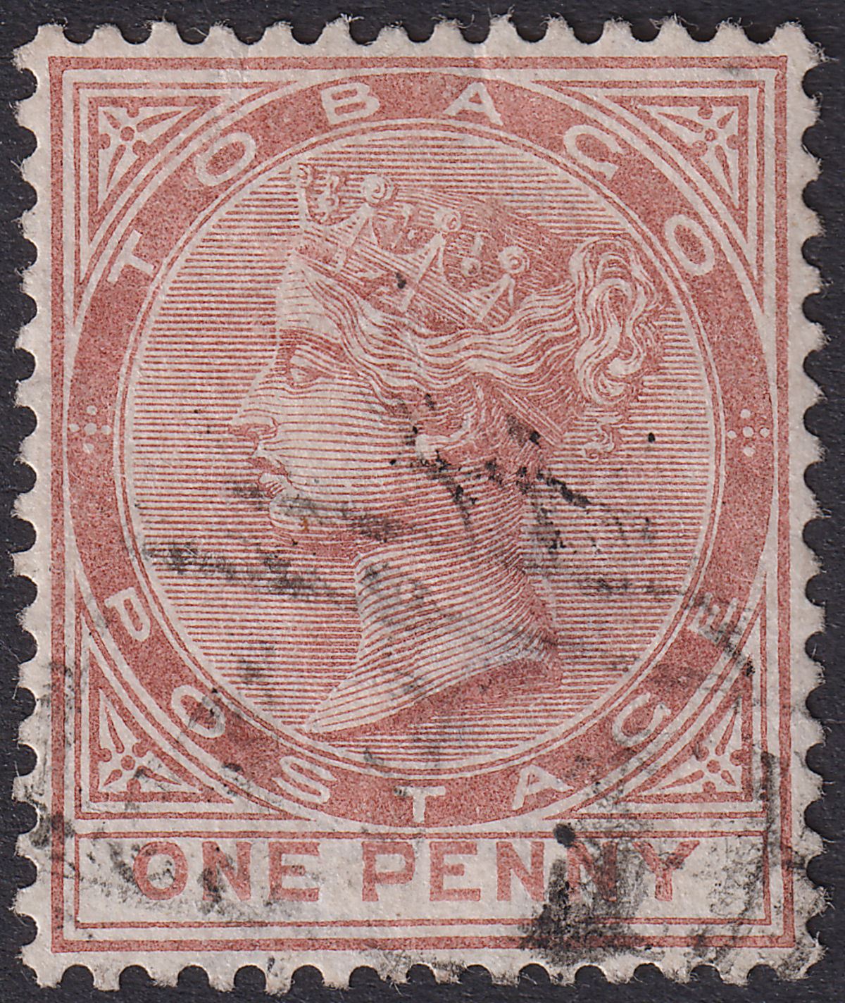 Tobago 1880 QV 1d Venetian Red Used SG9 cat £75 with THIN