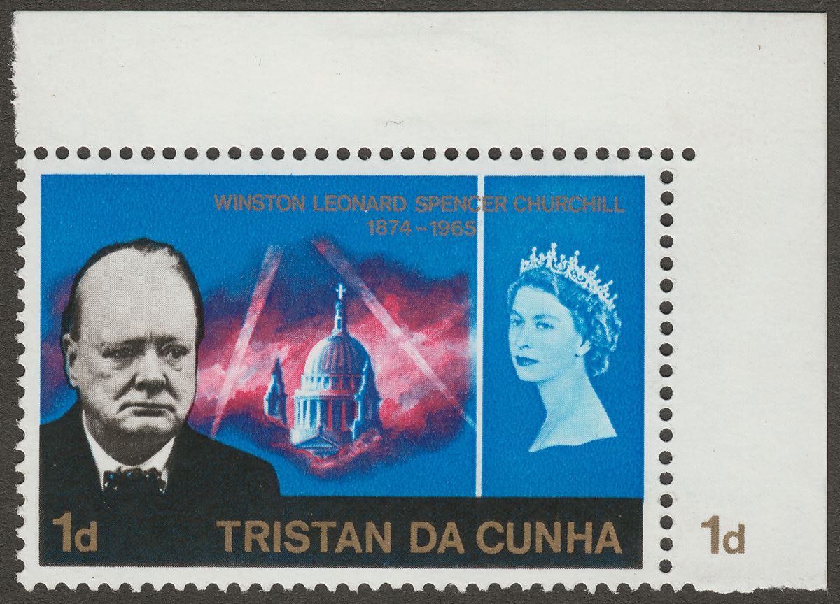 Tristan da Cunha 1966 QEII Churchill 1d with Misplaced Gold Variety SG