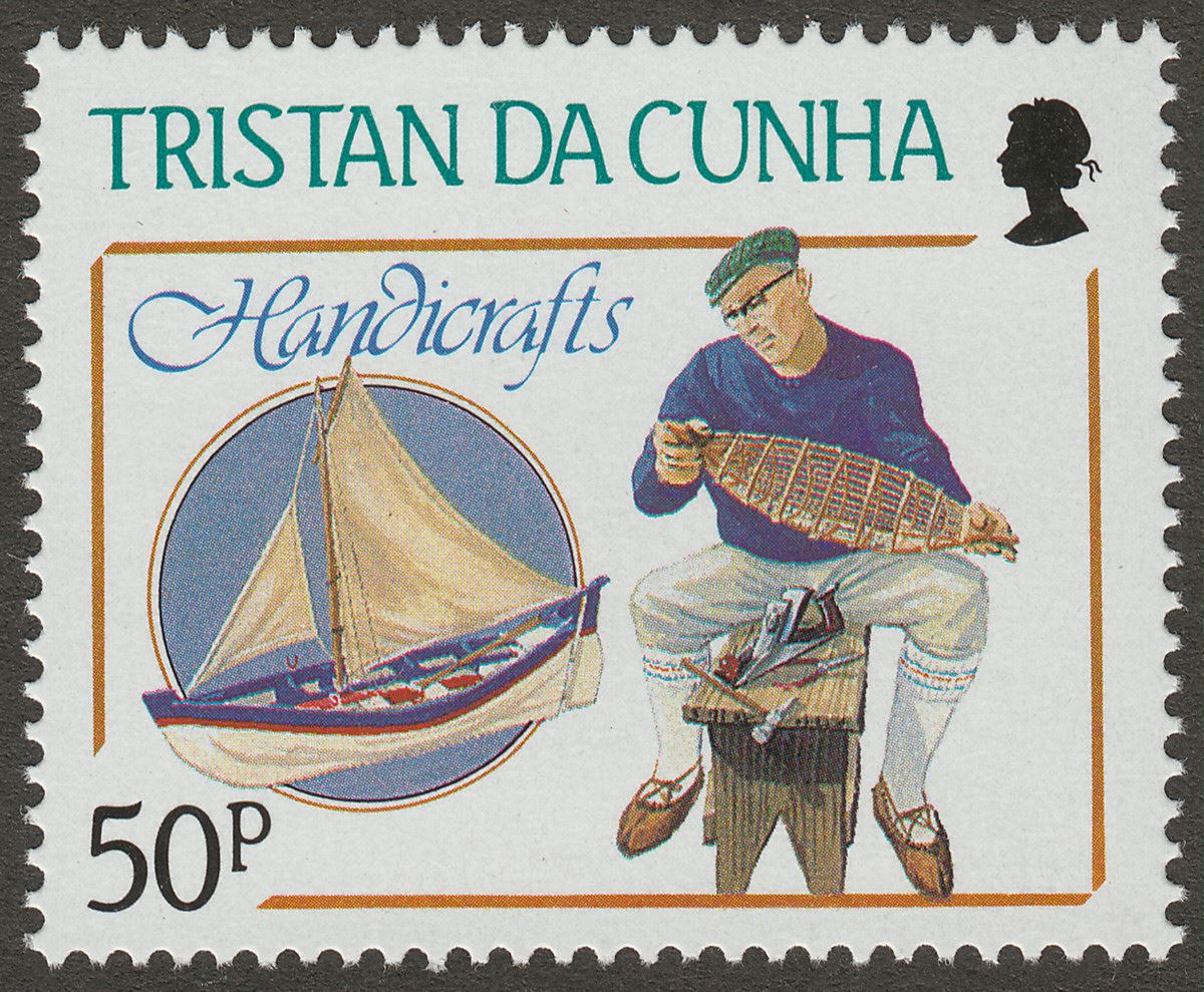 Tristan da Cunha 1988 QEII Handicrafts 50p wmk Inverted Mint SG451w