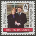 Click for more photos and details Tristan da Cunha 1986 QEII Royal Wedding 10p wmk Inverted Mint SG415w