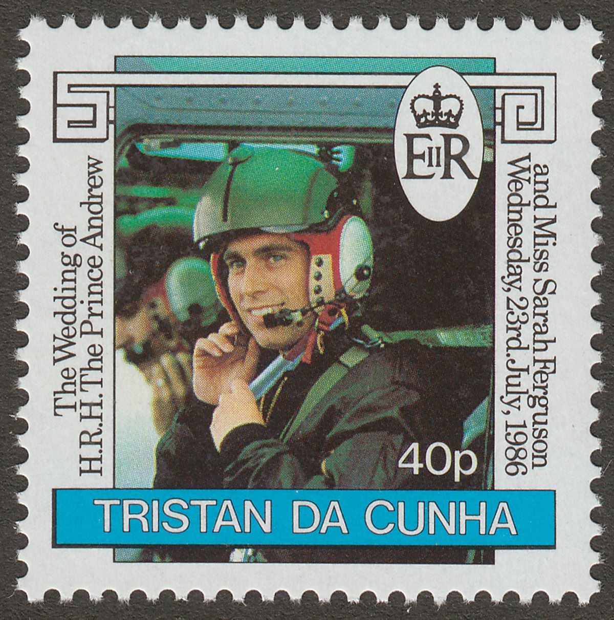 Tristan da Cunha 1986 QEII Royal Wedding 40p wmk Inverted Mint SG416w