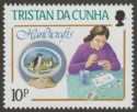 Tristan da Cunha 1988 QEII Handicrafts 10p wmk Inverted Mint SG448w