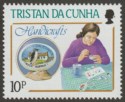 Click for more photos and details Tristan da Cunha 1988 QEII Handicrafts 10p wmk Inverted Mint SG448w
