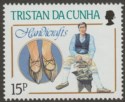 Click for more photos and details Tristan da Cunha 1988 QEII Handicrafts 15p wmk Inverted Mint SG449w