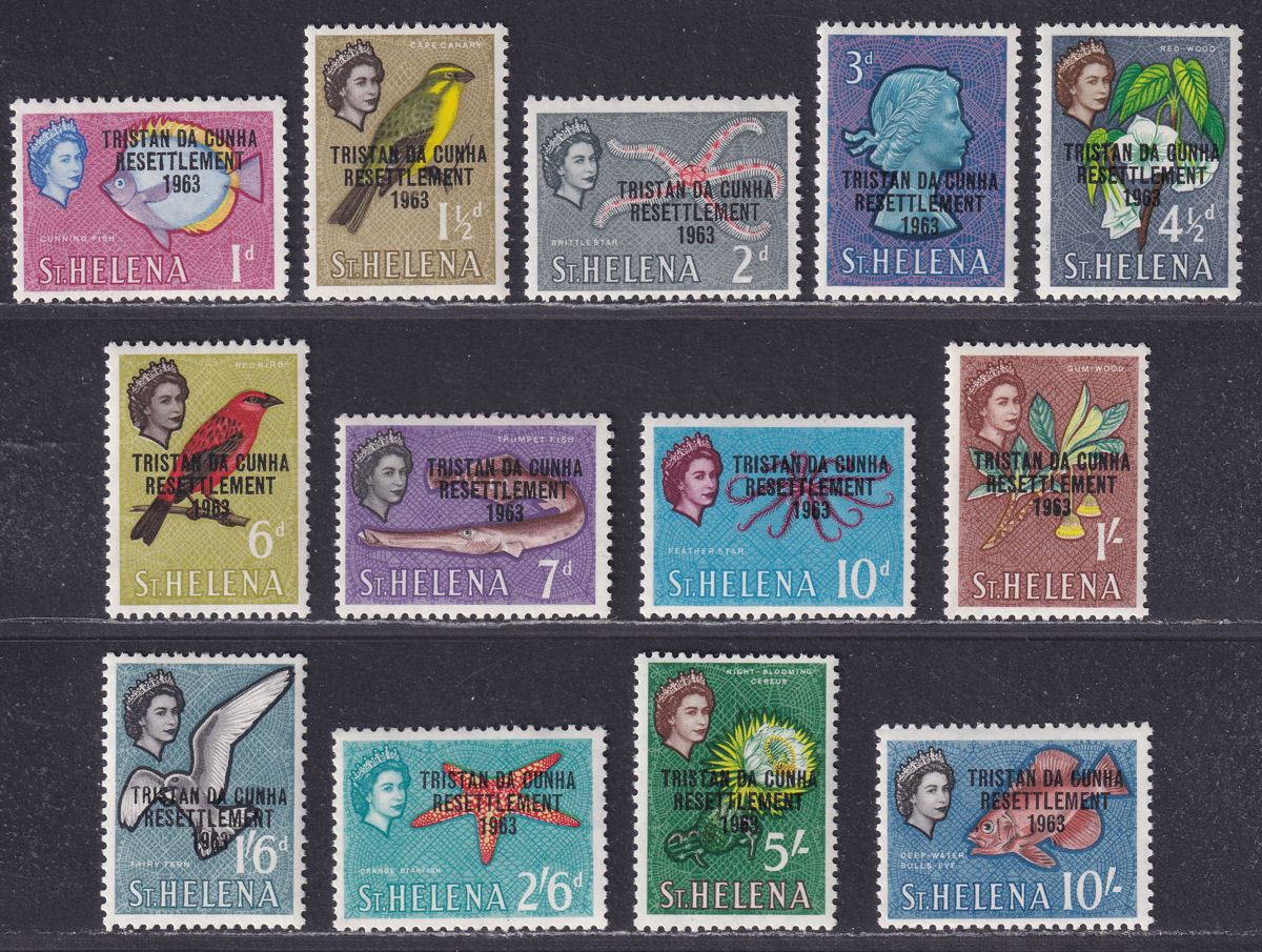 Tristan da Cunha 1963 QEII Resettlement Overprint Set Mint SG55-67 cat £25