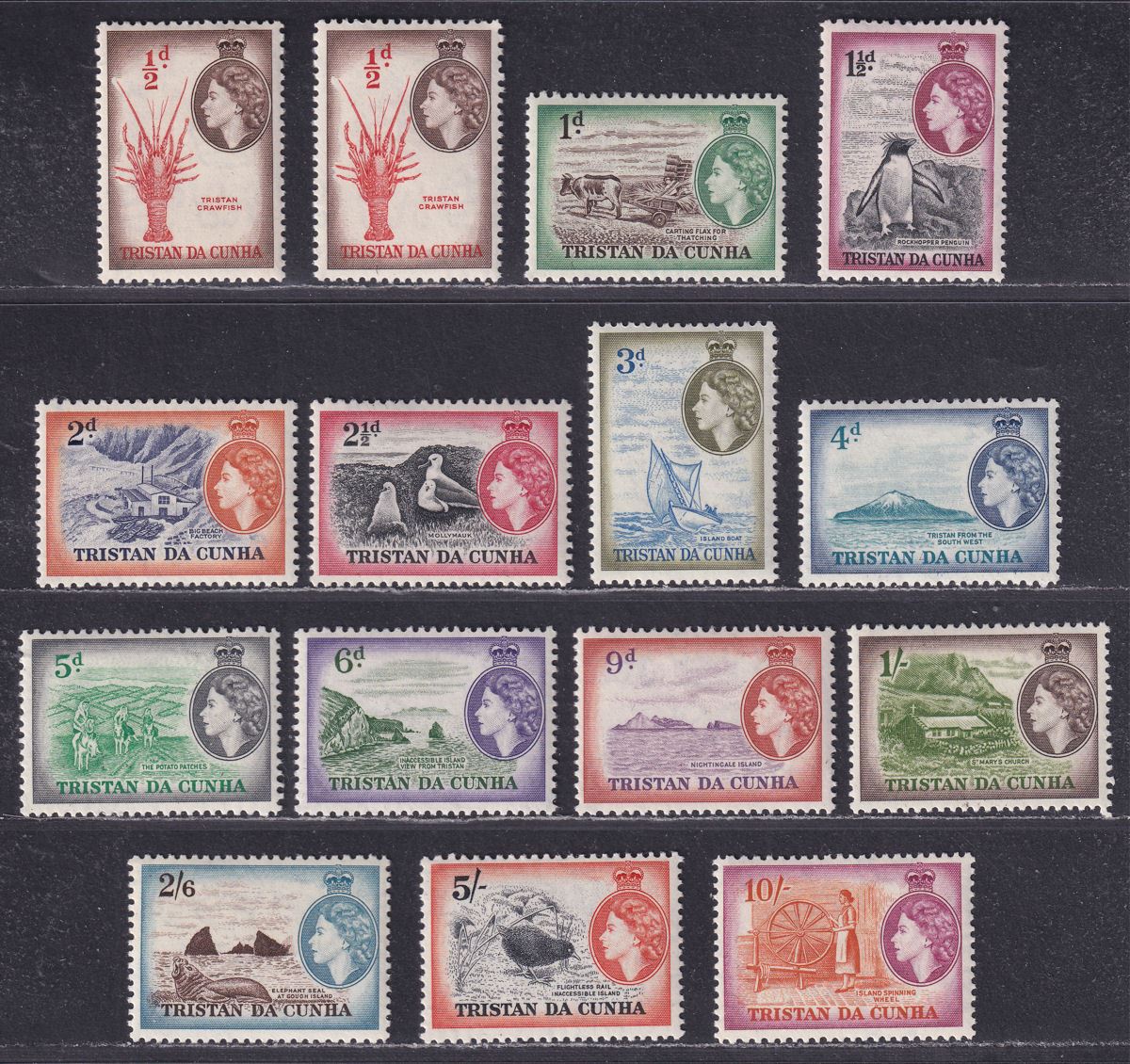 Tristan da Cunha 1954 Queen Elizabeth II Set Mint SG14-27 cat £90