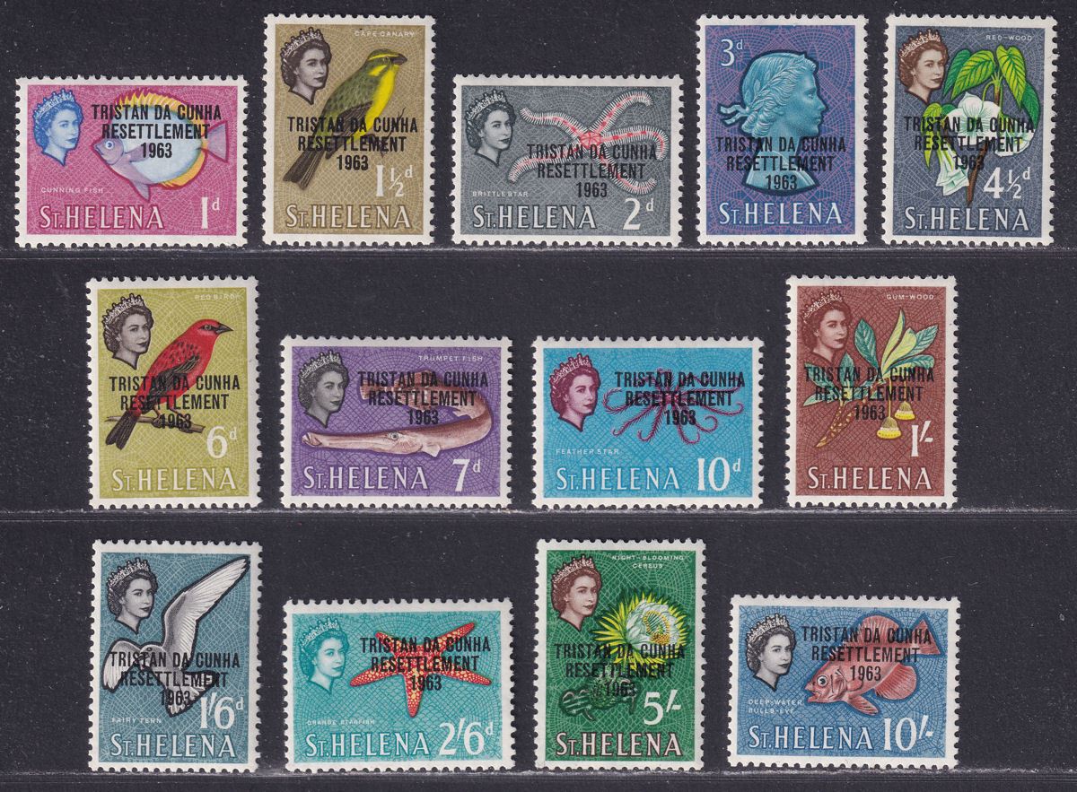 Tristan da Cunha 1963 QEII Resettlement Overprint Set Mint SG55-67 cat £28