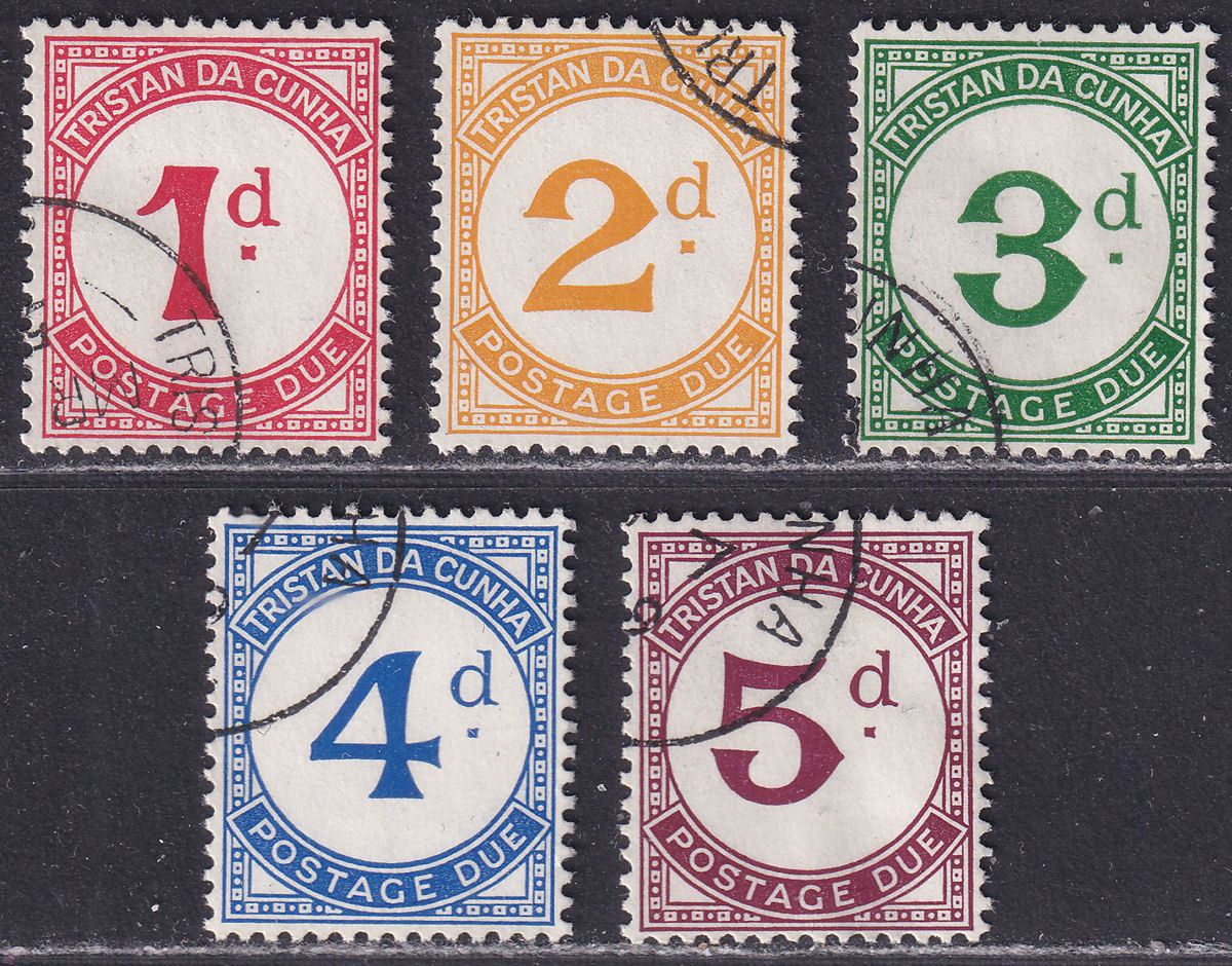 Tristan da Cunha 1957 QEII Postage Due Set CTO Used SG D1-D5 cat £60