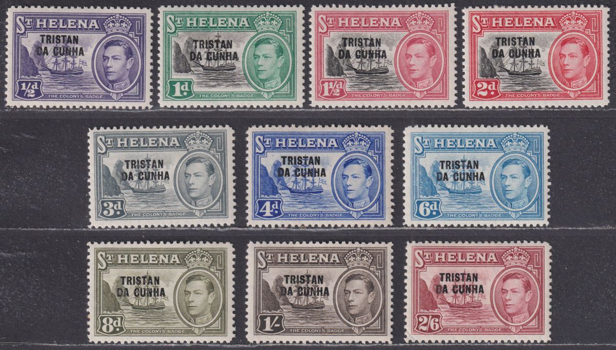 Tristan da Cunha 1952 KGVI Overprint Set to 2sh6d Mint SG1-10 cat £50