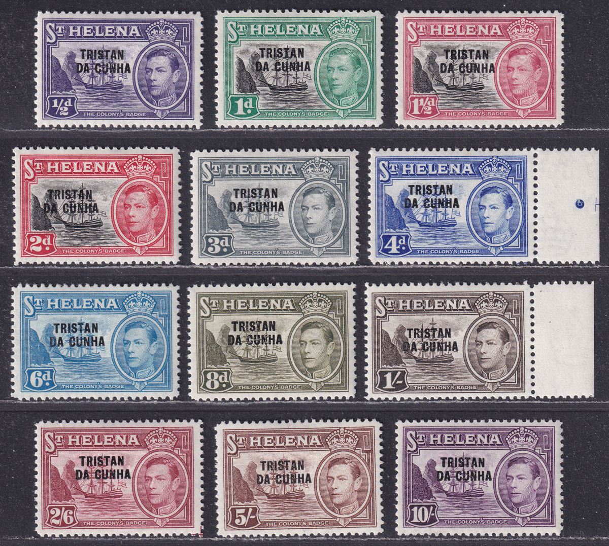 Tristan da Cunha 1952 KGVI Overprint Set Mint SG1-12 cat £140