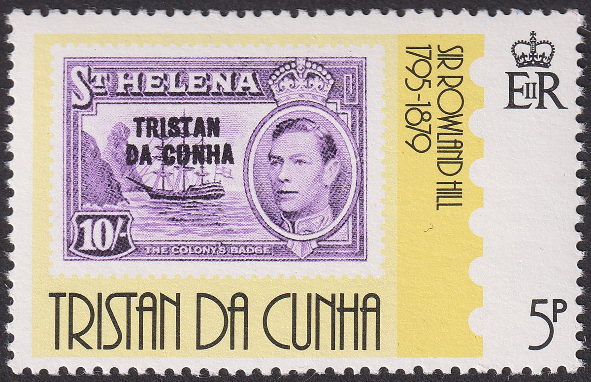 Tristan da Cunha 1979 QEII Rowland Hill 5p wmk Inverted Mint SG264w