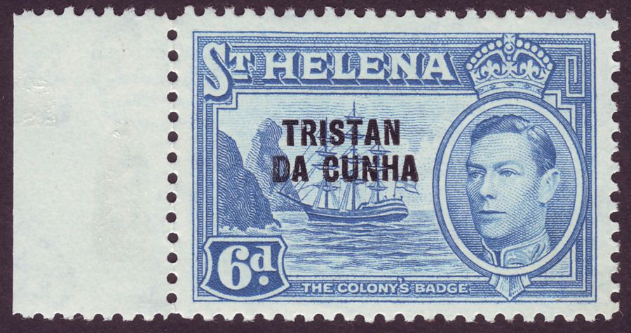 Tristan da Cunha 1952 KGVI Overprint 6d Light Blue Mint SG7