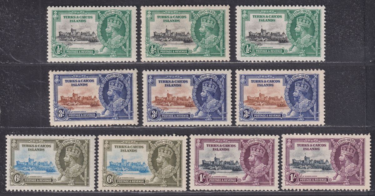 Turks and Caicos Islands 1935 KGV Silver Jubilee Selection to 1sh Mint / Unused