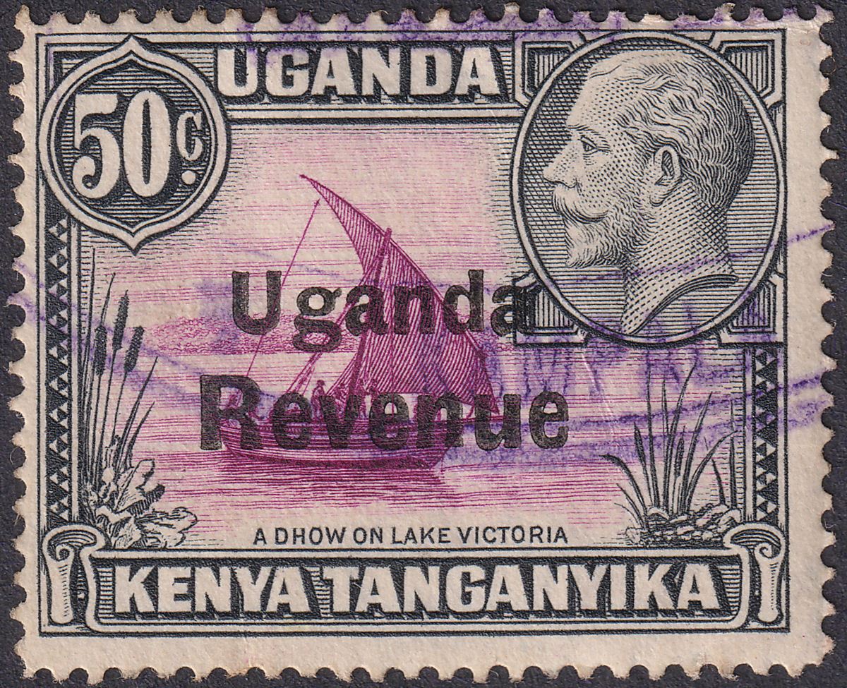 Uganda 1935 KGV Revenue Overprint 50c Bright Purple and Black Used BF102