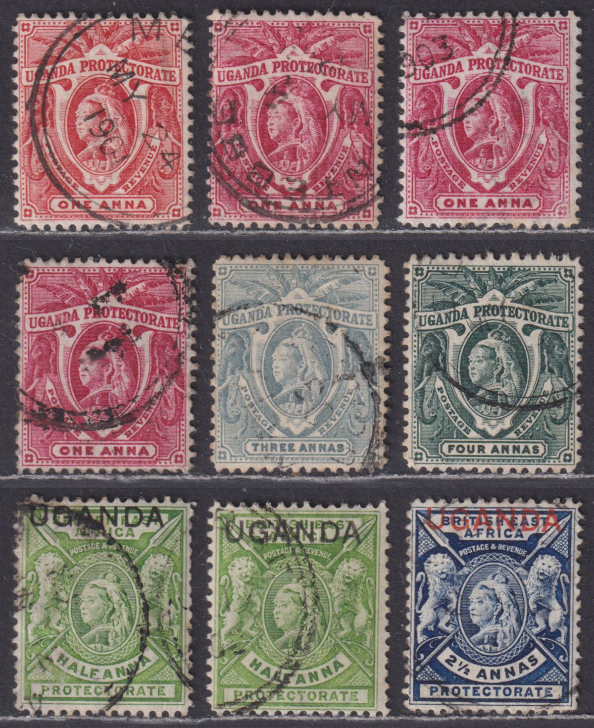 Uganda 1898-1902 Queen Victoria Selection to 4a Used
