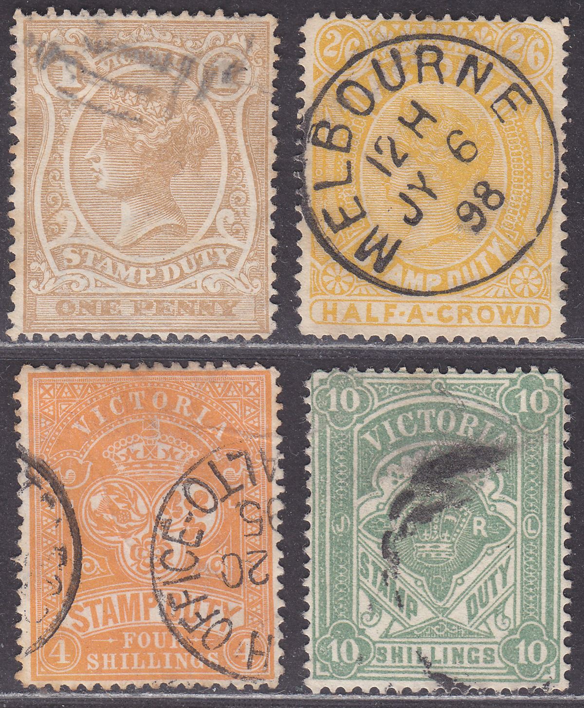 Victoria QV 1884-1905 Stamp Duty Selection to 10sh Used