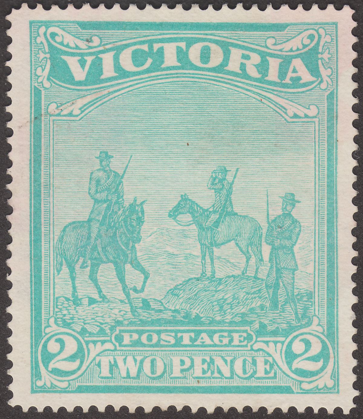 Victoria 1900 QV Charity Stamp 2d Green Unused SG375 cat £300 as mint Australia