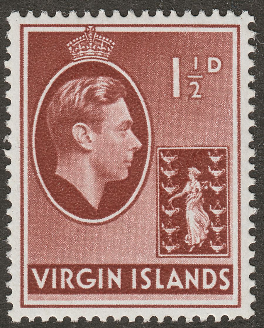 British Virgin Islands 1943 KGVI 1½d Red-Brown Ordinary Mint SG112a